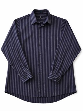 Calvin Klein Striped Button-Up Shirt Plum Gray Men’s L 16.5 34/35